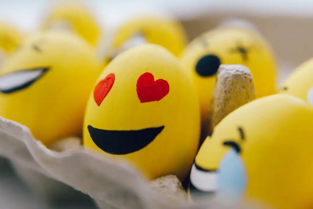 Yellow Smiley Emoji Painted Eggs