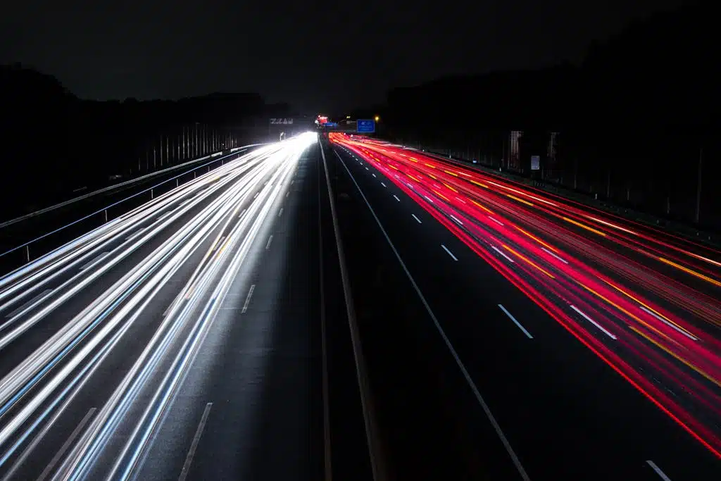 Light Trails on Highway at Night