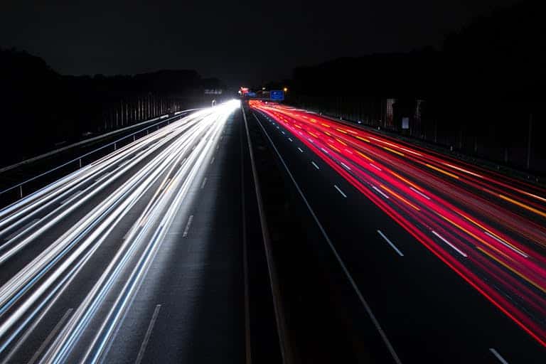 Light Trails on Highway at Night